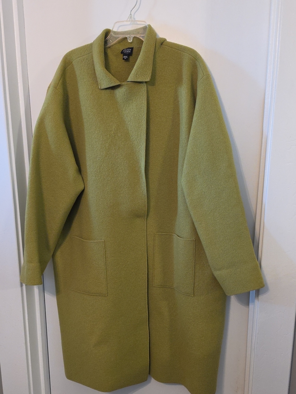 Eileen Fisher Olive Green Wool Trench Coat